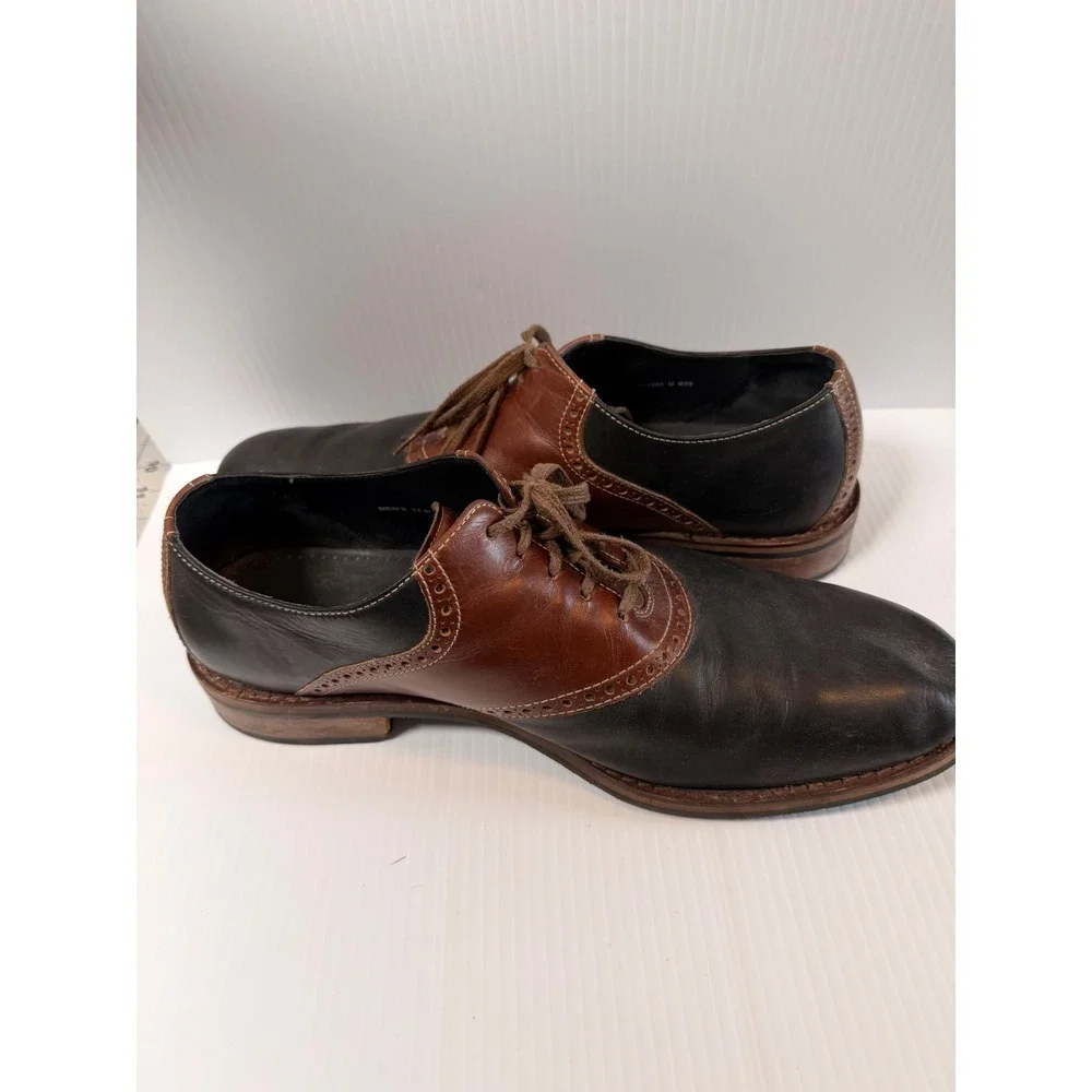 Cole Haan Men's Saddle‎ Shoes Black Brown Leather Lace Up Oxford Dress Size 13 M
